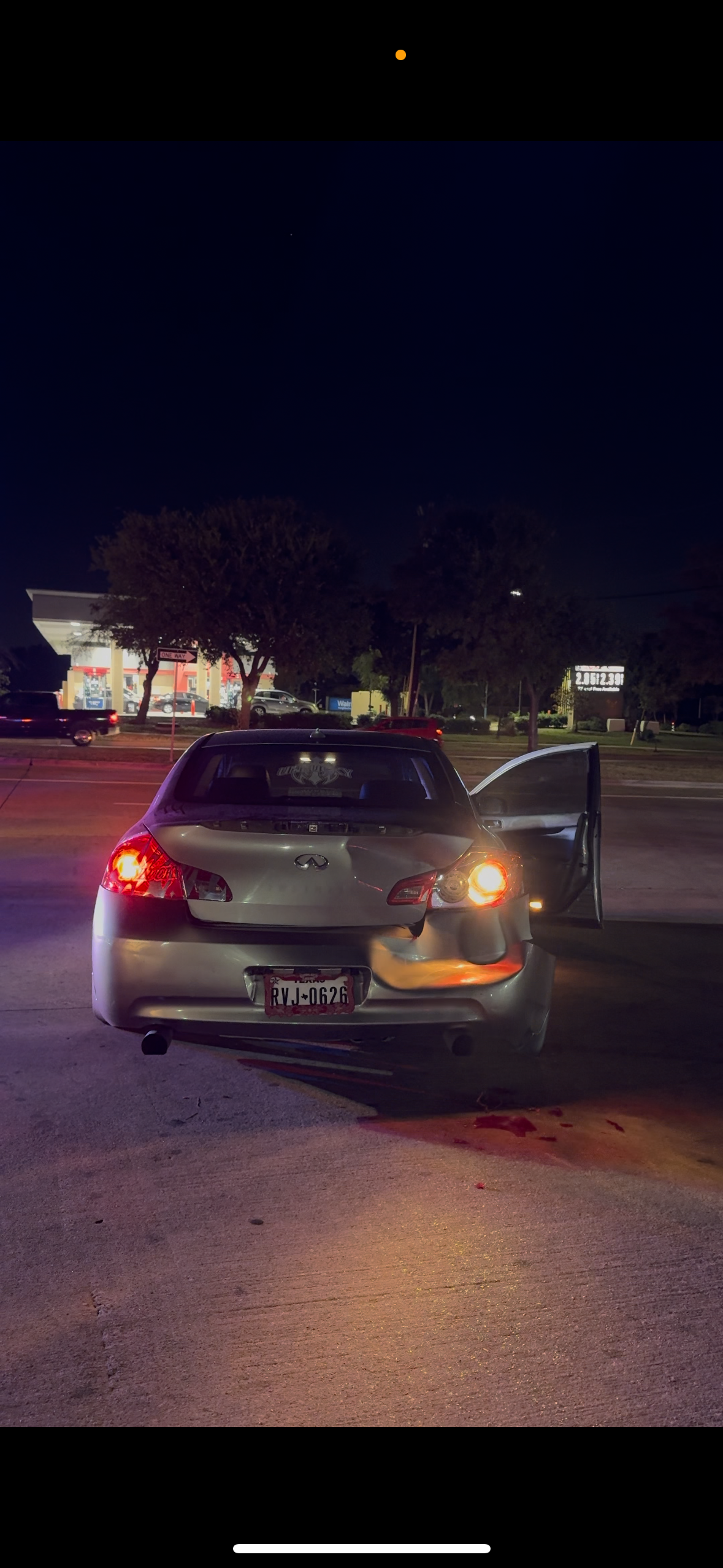 Infiniti — crash aftermath